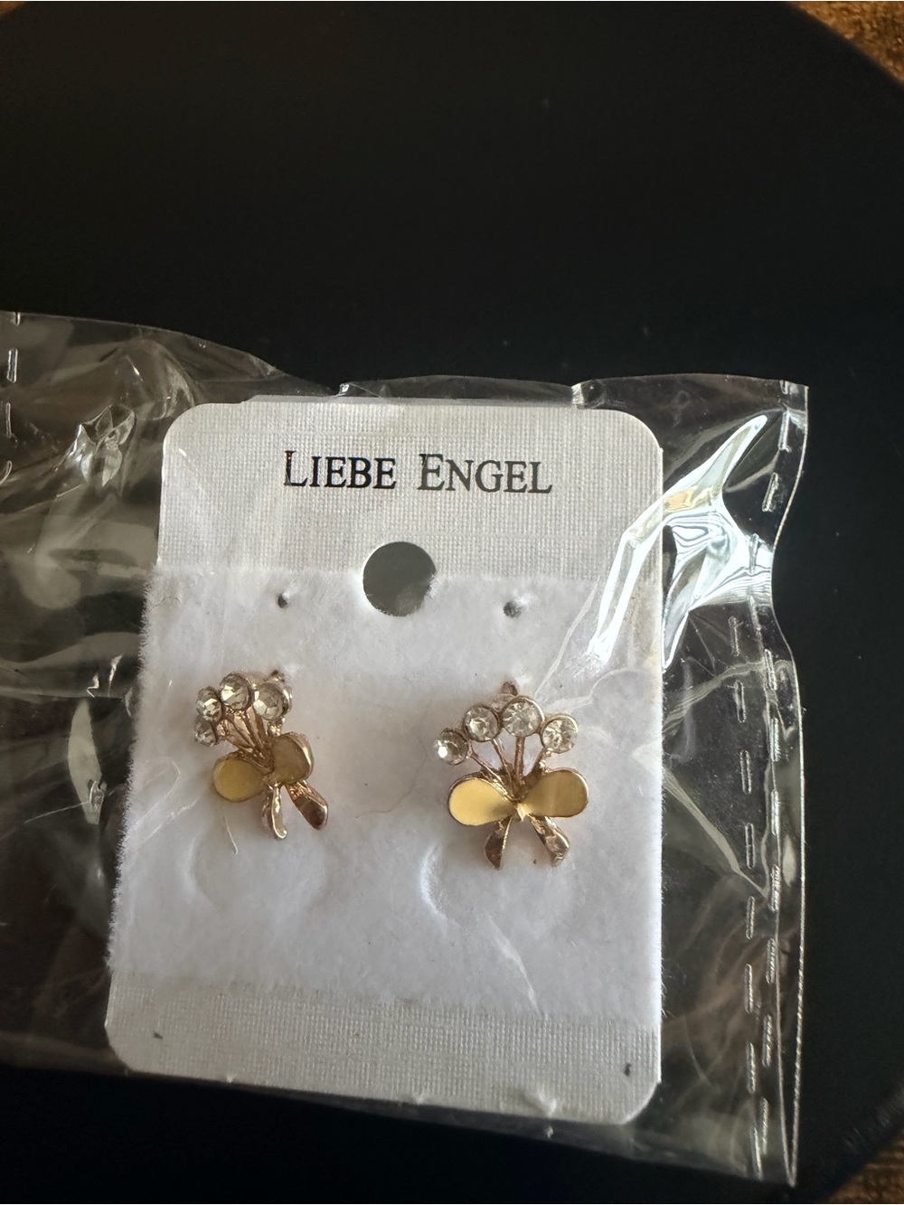 Gold Lined Yellow Enamel Floral Crystal Stud Earrings
